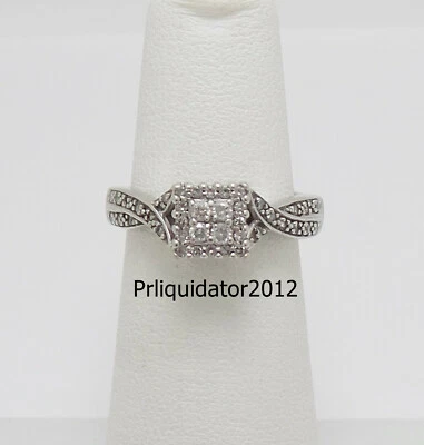 1/4CT Natural Diamond Halo Engagement Wedding Bridal Ring 10K White Gold Band - Image 1 of 4
