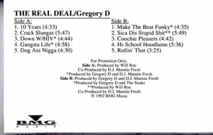 Gregory D The Real Deal PROMO ADVANCE DEMO Cassette Tape Album Hiphop Rap - Imagen 1 de 2