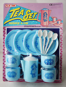 VINTAGE 1990 TEA SET TEAPOT SPOON PLATE CUP SARAH KAY MISS PETTICOAT NEW