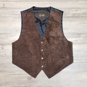 Scully Leather Vest Mens Small Genuine Western Suede Sheriff Snap Waistcoat - Picture 1 of 11