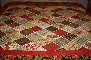 Handmade Throw Quilt 61" Square Retired Moda Floral Fabrics OOP Newly Made - Picture 1 of 7