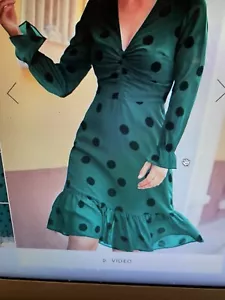 Sosandar New Green & Black Spot V Neck Fit & Flare Dress Size 20 BNWT - Picture 1 of 6