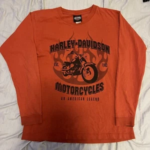 Vintage Harley Davidson Wisconsin Orange Long Sleeve Shirt Size Yth Large 14/16 - Picture 1 of 3