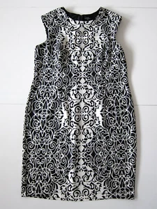 R&K Black White Floral Paisley Sleeveless Shift Sheath A-Line Tunic Dress 18W - Picture 1 of 11