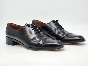 Salvatore Ferragamo Italy Women's Ferrara Oxford 8.5C Wingtip Black Leather - Picture 1 of 17