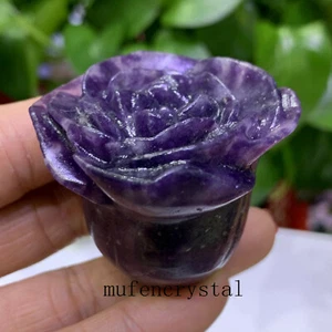 2"+ Natürlicher Lepidolith Quarz Die Rosen Geschnitzt Quarz Kristall Heilung 1 Stück - Bild 1 von 12