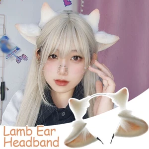 Lamb Ear Headband Cosplay Anime Hair Headband with Sheep Horns for Stage Prop - Picture 1 of 12