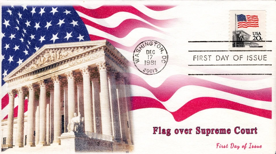 AO-1895, 1981,Flag over Supreme Court, Add-on Cachet, First Day Cover, Standard - Image 1 of 1