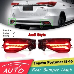 Pair LED Rear Bumper Tail Light Brake Fog Lamp Red for Toyota Fortuner 2015-2019 - Picture 1 of 8