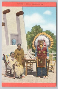 Postcard Colorado Native American Indians c1940s - Picture 1 of 2