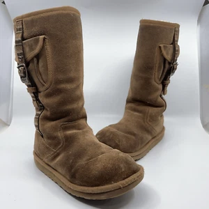 UGG Kinder Jugend Größe 3 Retro Cargo Winter Braun Leder Lammfell Stiefel Schuhe - Bild 1 von 13