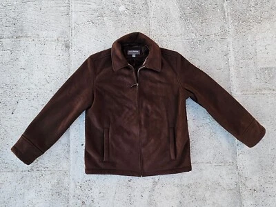 Perry Ellis Portfolio Men Jacket Faux Fur Brown Suede Coat Size M $250 - Image 1 of 4