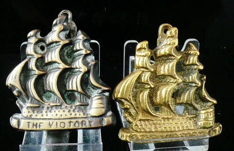 2 Vintage/Antique Brass Door Knockers, The Victory Ship Galleon Cover