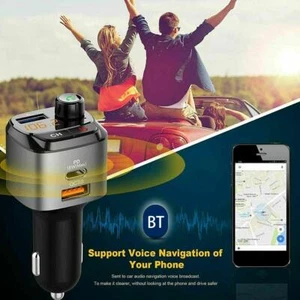 Bluetooth 5.0FM Transmitters For Car QC3.0+Type-C 18W Wireless Bluetooths Lot R6 - Picture 1 of 16