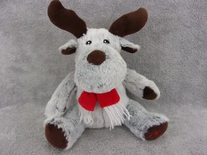 FIESTA Jesus Loves Me gray stuffed plush moose red scarf 12 inch Christmas - Picture 1 of 9