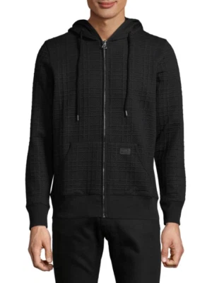 PRPS Men's Full Zip Black Textured Waffle Wave Length Full Zip Hoodie - Image 1 of 2