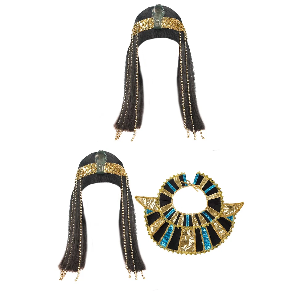 Accessory Wig and Headband Bangs Straight Hair Cleopatra Sets Egyptian Queen - Image 1 of 4