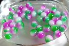 Purple/Green Glass Round Beads.8Mm. 40 Beads . Uk Seller