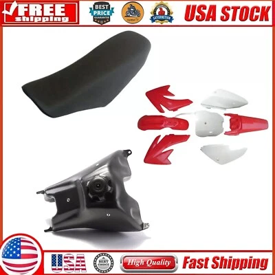 Kit de plástico para guardabarros rojo + blanco y asiento alto + tanque de combustible para moto CRF 70 Dirt Pit Foto 1 de 4
