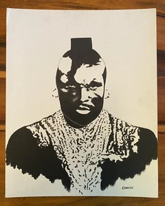 Mr. T ~ 1980’s Original LA Street Art Painting of Pop Icon on Canvas Board 16x20 - Picture 1 of 6