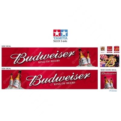 Tamiya 56302 56319 14th Scale Budweiser Truck Reefer Box Trailer Decals + GIFT - Image 1 of 2