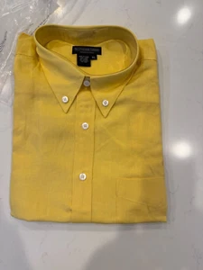 NWT J. Peterman Co. yellow linen long sleeve shirt sIze XL - Picture 1 of 4