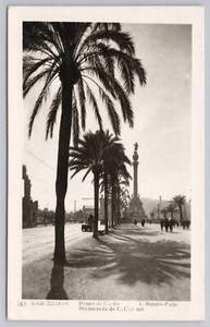 RPPC Palme entlang Kolumbus Spaziergang in Barcelona Spanien Postkarte - Bild 1 von 2