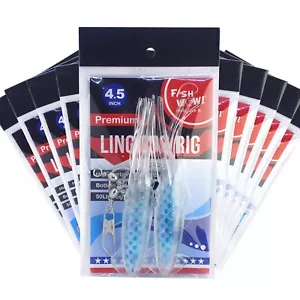 10 Stück Blau 4,5" Angeln Ling Dorsch Rig Twin Bulb Tintenfische Steinfisch Köder Fische WOW! - Bild 1 von 5