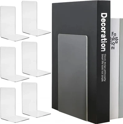 6x Buch Ständer Buchstützen Buchständer Buchhalter für Bücherregal aus Acryl - Bild 1 von 4