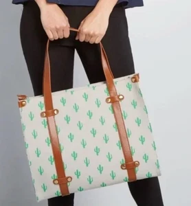 Modcloth Camp Director Bag Tote Shoulder Handbag Crossbody Purse Cactus Canvas - Picture 1 of 14