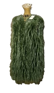 ITALY Vest Green Fluffy Faux NWT New Long Size L XL   Sparkle ✨ Holiday! ITOO - Picture 1 of 12