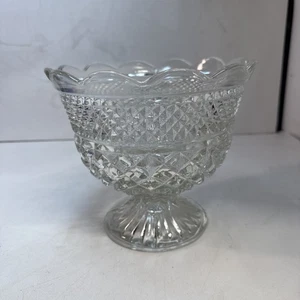 Vintage 7"  Anchor Hocking Clear Pressed Glass Compote Bowl - Wexford - Picture 1 of 6