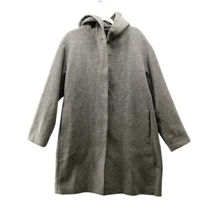 Uniqlo Wollmischung Oversized Mantel mit Kapuze Damen M grau Longline - Bild 1 von 9