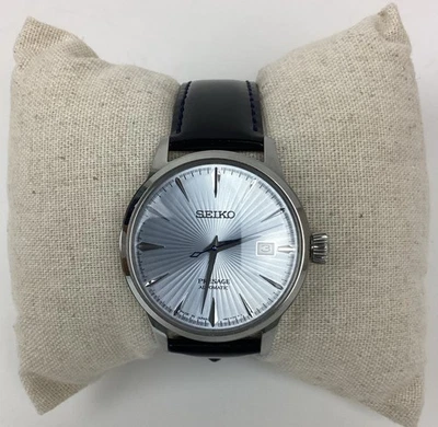 SEIKO SRPB43 Men's Presage Automatic Light Blue Dial Black Leather Strap Watch - Image 1 of 4