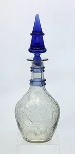 Early Blenko Handmade Glass C475 Christmas Tree Decanter in Turquoise & Crystal - Picture 1 of 8