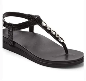 Sandalias de Tanga Vionic Palm Boca Negras Serpiente Joya Piedras Preciosas Correa en T Talla 6.5 - Imagen 1 de 9