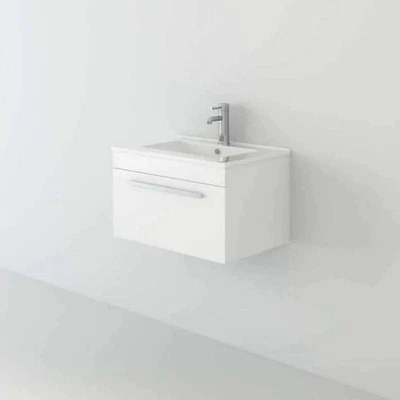 VEEBATH Bathroom Vanity Unit Basin Sink Slim Wall Hung Furniture 500mm White