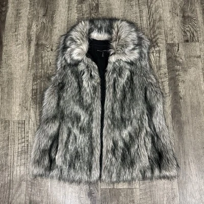 White House Black Market Faux Fur Vest Petite M - Image 1 of 4