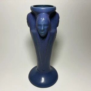Van Briggle Pottery Indian Head Vase - Blue / Purple Glaze 12" Signed - Picture 1 of 13