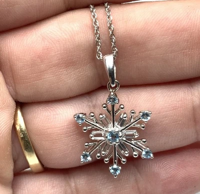 AV Alwand Vahan Sterling Silver Blue Topaz Sapphires Snowflake Pendant Necklace - Image 1 of 4