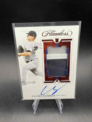 2021 Panini Flawless Clarke Schmidt Rookie RC Ruby #/20 RPA Patch Auto SP Jersey - Image 1 of 2