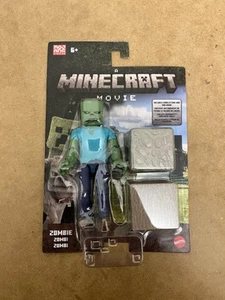Mattel Minecraft Película ZOMBIE con adoquines y bloques de madera de roble figura de 4" NUEVO - Imagen 1 de 2