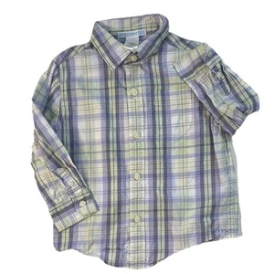 Janie and Jack Kleinkind Jungen grün und lila kariertes Button-Down-Hemd Größe 18-24 - Bild 1 von 4