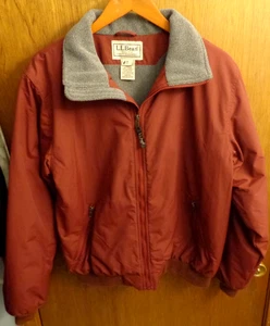 LL Bean Borgoña Nylon Forrado de Vellón Chaqueta de Bombardero Thinsulate Hombres M Reg 46" pecho - Imagen 1 de 13