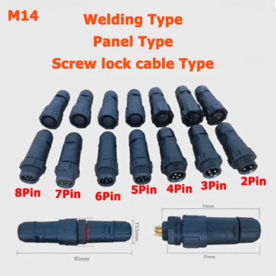 IP68 Waterproof Cable Connector 2/3/4/5/6-8Pin Aviation Plug Socket Panel/Inline - Image 1 of 4