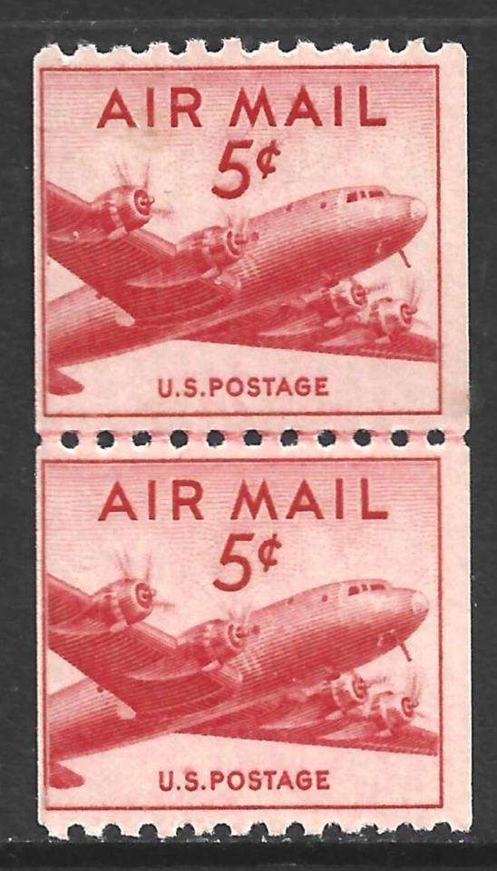 United States, Scott #C37, 5c DC-4 Skymaster, Line Pair, MNH - Image 1 of 1