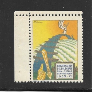 SELLO DE PÓSTER VINTAGE DEL SIGLO DE PROGRESO ETIQUETA crucero aéreo 1933 azulado/naranja - Imagen 1 de 2