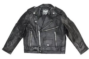 Kids Plain Leather Motorcycle Jacket - Picture 1 of 1