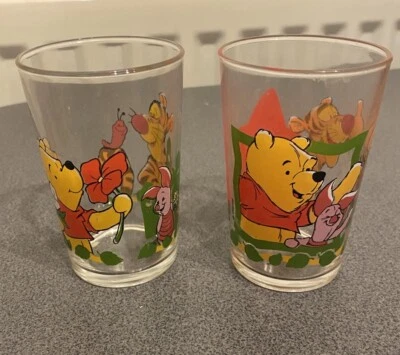 Disney Winnie The Pooh & Friends Pair Of Drinking Glasses Tigger Piglet Vintage - Image 1 of 4