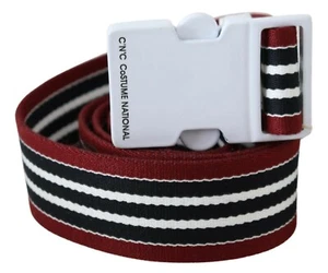 C'N'C' Costume National Belt Black Red Stripe White Logo Buckle Waist 110cm / 4 - Picture 1 of 4